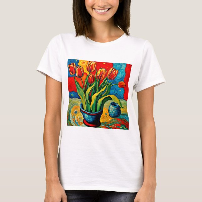 T-shirt Tulipes dans le vase (Devant)