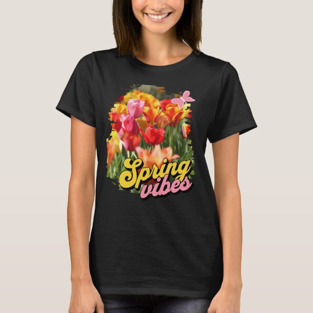T-shirt Tulipes de vibes de printemps (Devant)