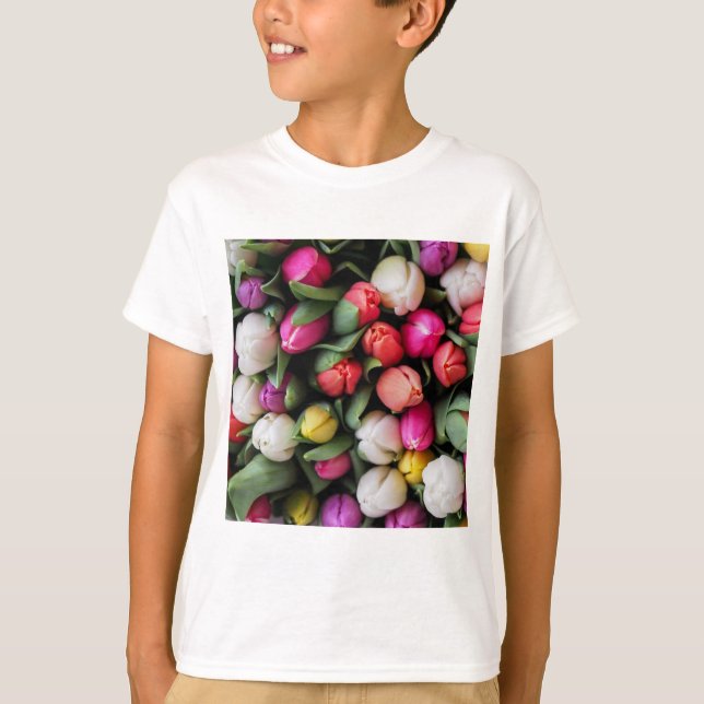 T-shirt Tulipes Fleurs Colorées Pâques Printemps (Devant)