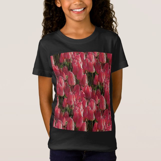 T-Shirt Tulipes roses florales (Devant)
