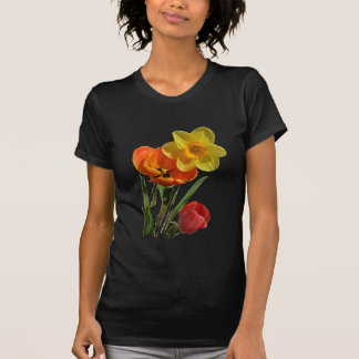 T-shirt Tulipes rouges et fleurs de jonquille jaunes