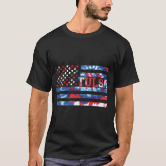 T-shirt Tulsa Tie Dye Rouge Blanc Bleu Patriotique Amériqu