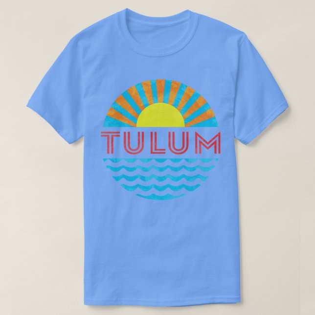 T-shirt Tulum Beach vintage Soleil Et Vagues (Design devant)