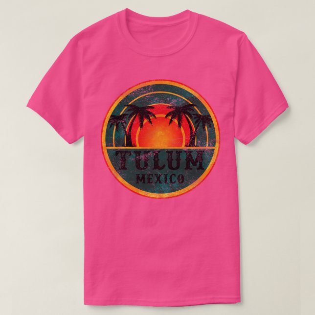 T-shirt Tulum Mexico Beach Vintage Retro Sunset (Design devant)