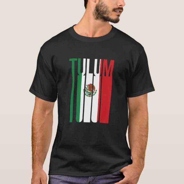 T-shirt Tulum Mexico Cancun Mexican Flag Resort Trip Beach (Devant)