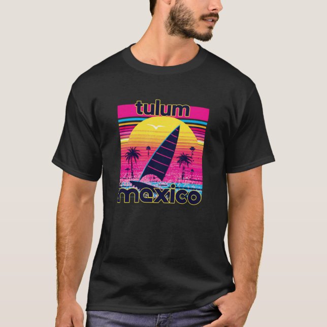 T-shirt Tulum Retro 80s Style Souvenir Beach (Devant)