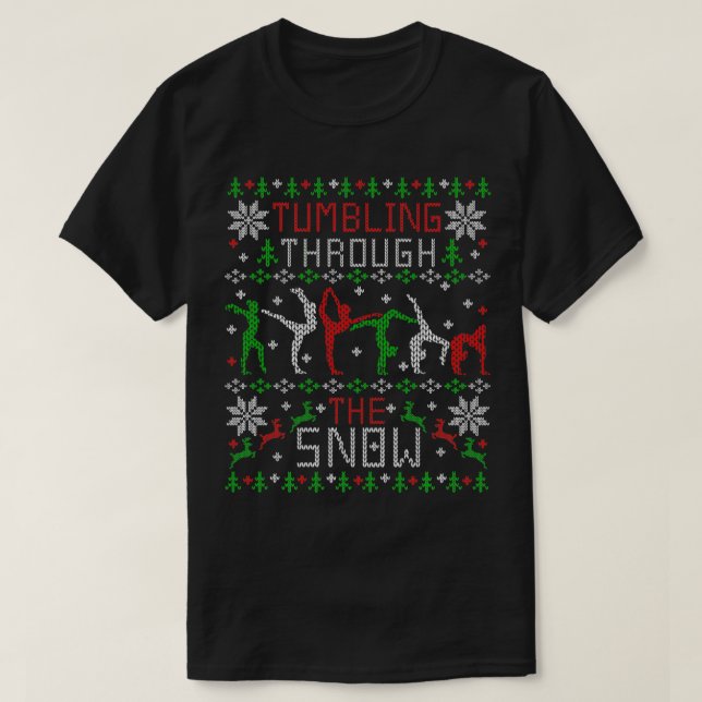 T-shirt Tumbling Gymnastique laide Noël Sweater Party (Design devant)