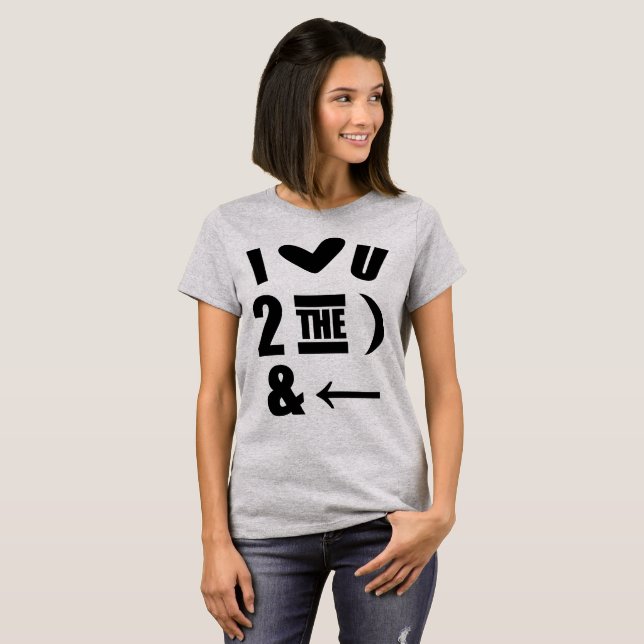 T-shirt Tumblr I Love U 2 La Lune et le dos (Devant entier)