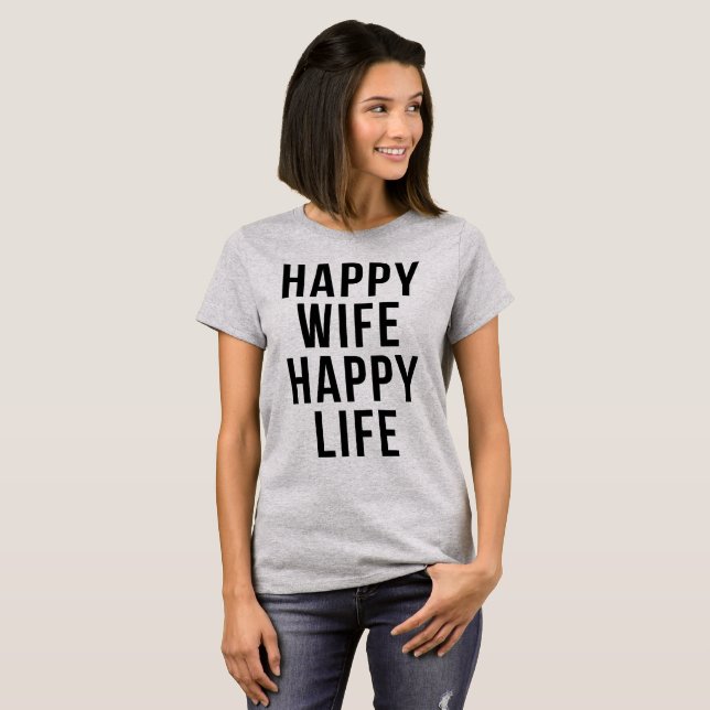 T-shirt Tumblr Une heureuse épouse Une vie heureus (Devant entier)