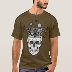T-shirt Tumée de crâne humaine Tête morte symboles cosmiqu