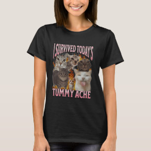 T-shirt Tummy Ache Funny Cat Meme Bootleg Graphic d'aujour
