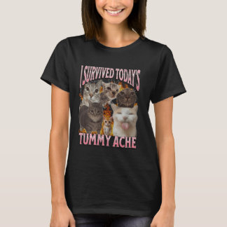 T-shirt Tummy Ache Funny Cat Meme Bootleg Graphic d'aujour