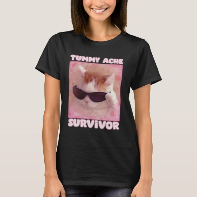 T-shirt Tummy Ache Survivant Chat drôle (Devant)