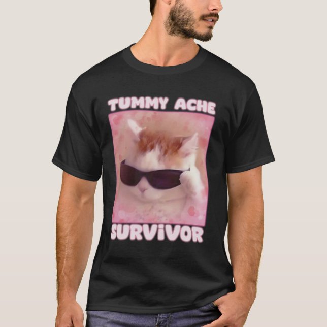 T-shirt Tummy Ache Survivant Chat drôle (Devant)