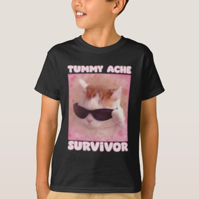 T-shirt Tummy Ache Survivant Chat drôle (Devant)