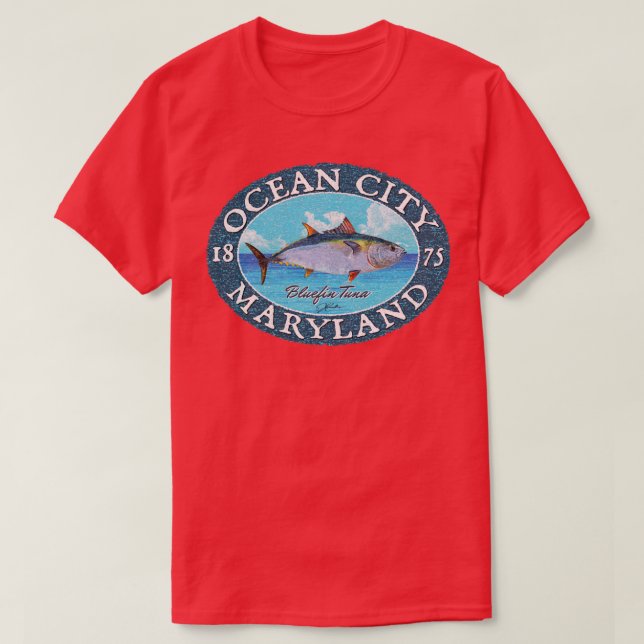 T-shirt Tuna rouge d'Ocean City Maryland (Design devant)