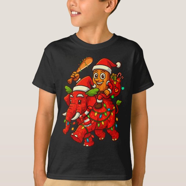 T-shirt Tung Tung Sahur Riding Elephant Christmas Italian  (Devant)
