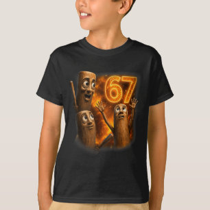 T-shirt Tung Tung Tung Sahur Six Seven Meme Hurle à la lun
