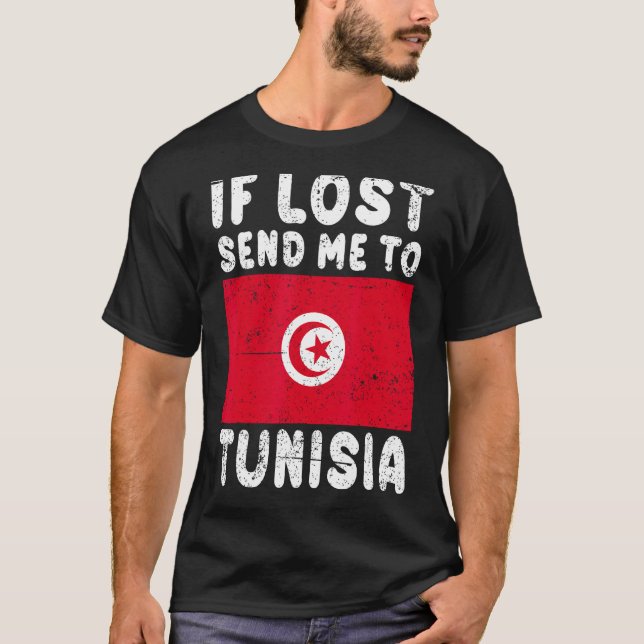 T-shirt Tunisia Flag Souvenir  If lost send me to Tunisia (Devant)