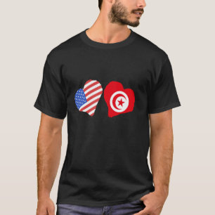 T-shirt Tunisie Amérique USA Heart Tunisian Pride Tunisie