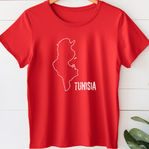 T-shirt Tunisie Carte du pays Forme de la frontière nation