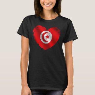 T-shirt Tunisie Drapeau Sur La Forme Du Coeur Tunisie