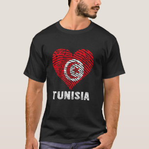 T-shirt Tunisie Drapeau Tunisien Cœur Racines Tunisiennes