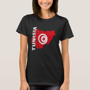 T-shirt Tunisie Fierté tunisienne Carte du drapeau tunisie