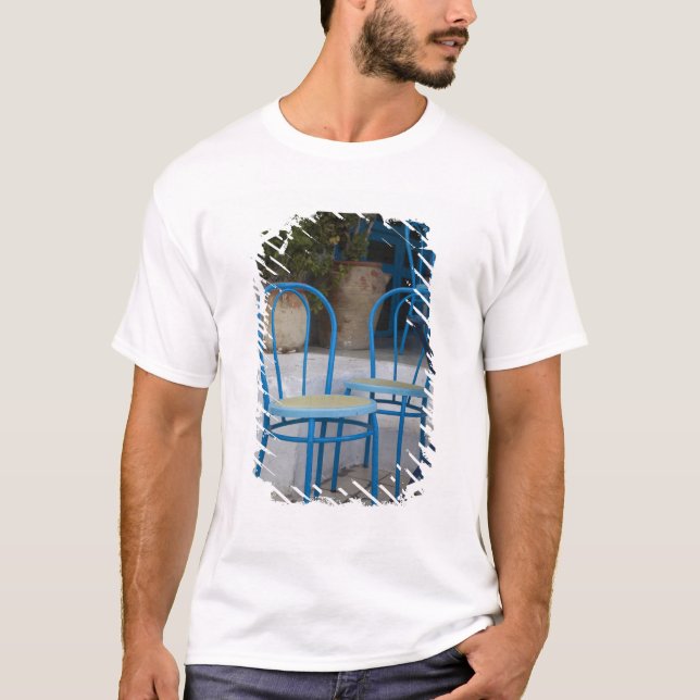 T-shirt Tunisie, Sidi Bou Said, chaises de café (Devant)