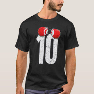 T-shirt Tunisie Soccer Player Numéro 10 Drapeau tunisien