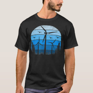 T-shirt Turbine éolien Retro Green Énergies renouvelables