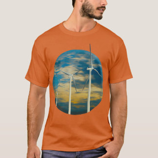 T-shirt Turbines éoliens brûlées Ciel orange