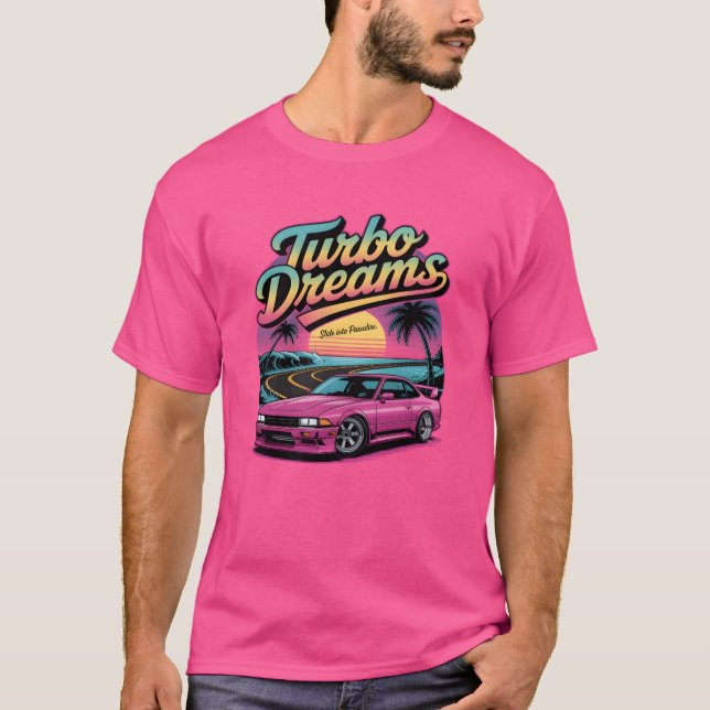 T-shirt Turbo Dreams Vaporwave JDM Drift Cadeau familial (Devant)