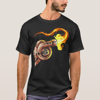 T-shirt Turbocompresseur Crâne avec feu Turbo voiture Boos