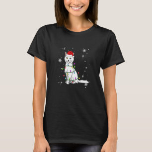 T-shirt Turc Angora Chat Feux de Noël Chat de Noël