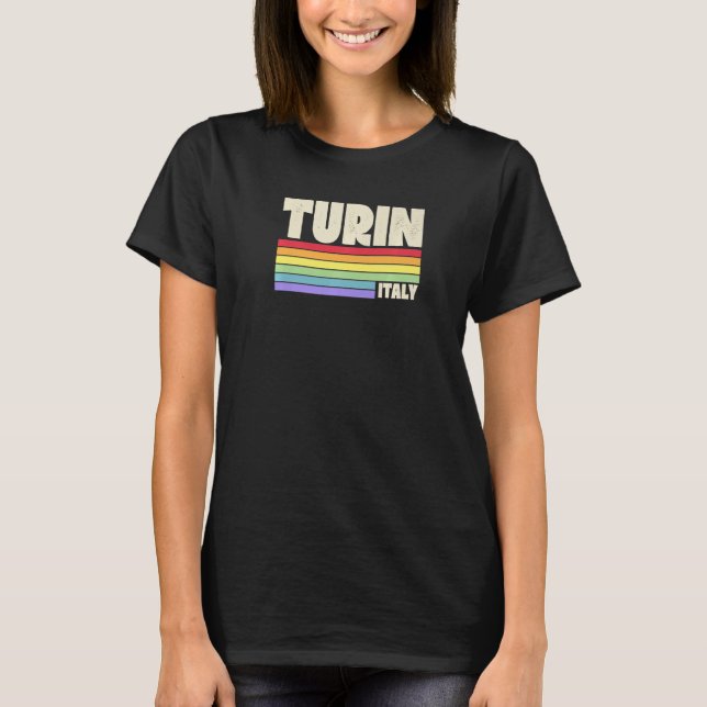 T-shirt Turin Italie Rainbow Gay pride Merch Retro les ann (Devant)