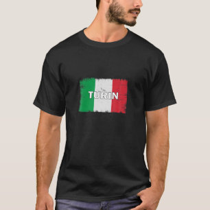 T-shirt Turin - Italie - Ville avec drapeau italien