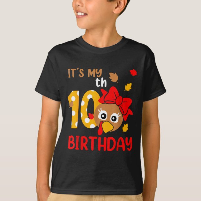 T-shirt Turkey 10th Birthday Autumn Thanksgiving Party Boy (Devant)