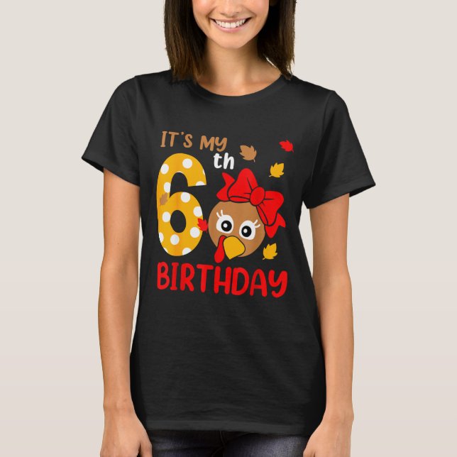 T-shirt Turkey 6th Birthday Autumn Thanksgiving Party Boy  (Devant)