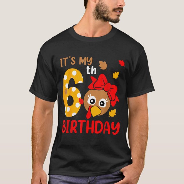 T-shirt Turkey 6th Birthday Autumn Thanksgiving Party Boy  (Devant)