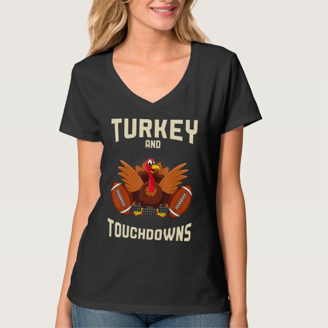 T-shirt Turkey And Touchdowns Thanksgiving American Footba (Devant)