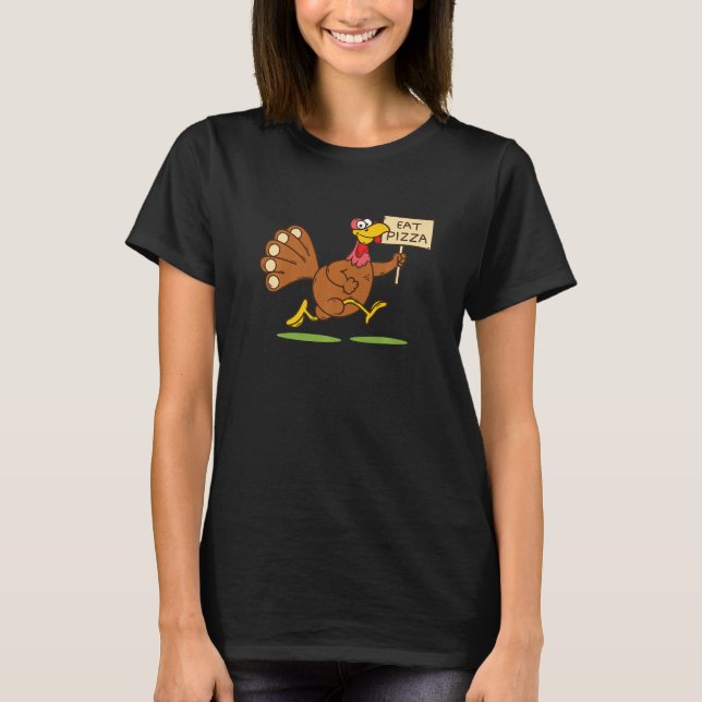 T-shirt Turkey Eat Pizza Adult Vegan Kids   Thanksgiving   (Devant)