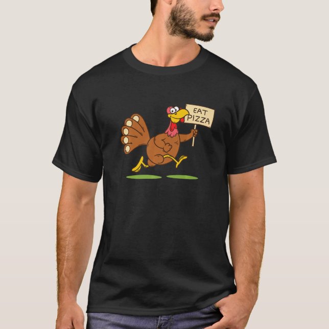 T-shirt Turkey Eat Pizza Adult Vegan Kids   Thanksgiving   (Devant)