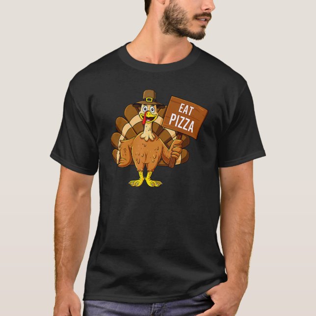 T-shirt Turkey Eat Pizza Thanksgiving  Boys Girls Kids 2 (Devant)