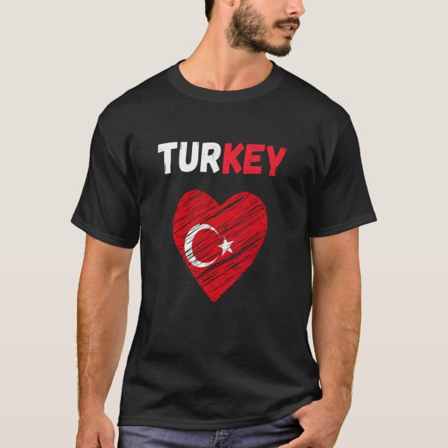 T-shirt Turkey Flag Holiday Turkey Heart Turkish Flag (Devant)