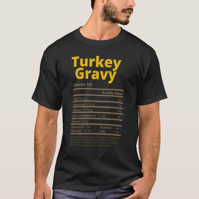 T-shirt Turkey Gravy Nutrition Facts  Thanksgiving Christm (Devant)