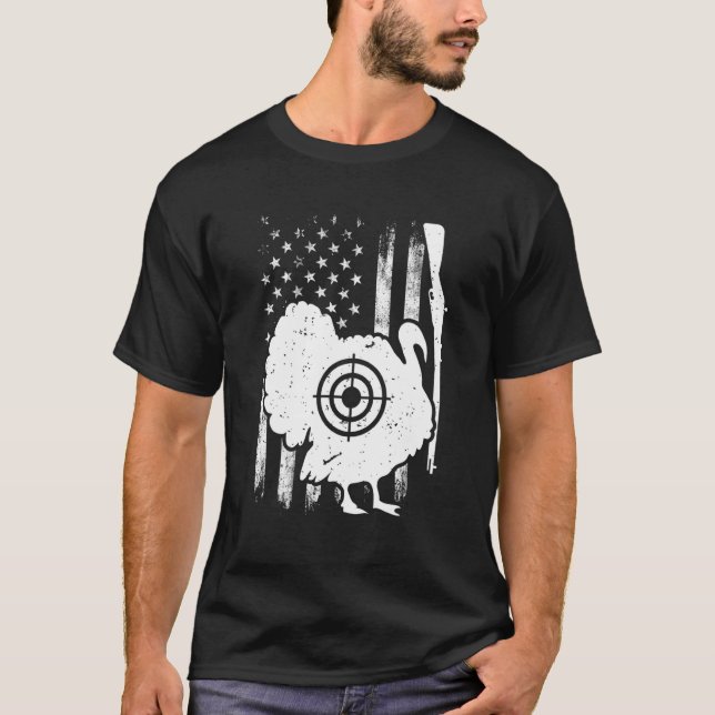 T-shirt Turkey Hunting Patriotic American Flag Turkey Hunt (Devant)