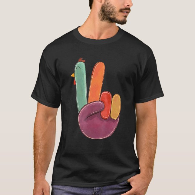 T-shirt Turkey Peace Sign Thanksgiving (Devant)