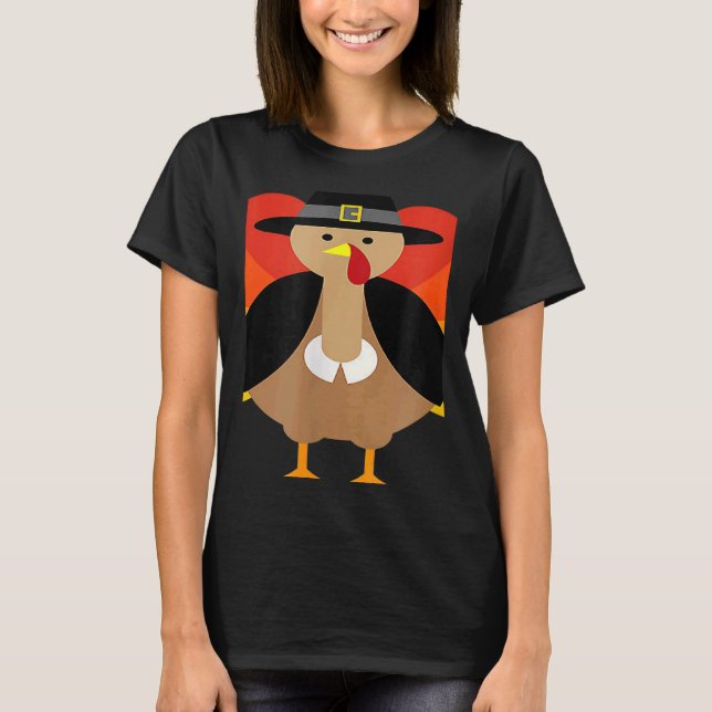 T-shirt Turkey Pilgrim Cute Thanksgiving Essential (Devant)