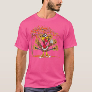 T-shirt Turkey Playing Guitar Fall Autumn Maple Leaves Tha